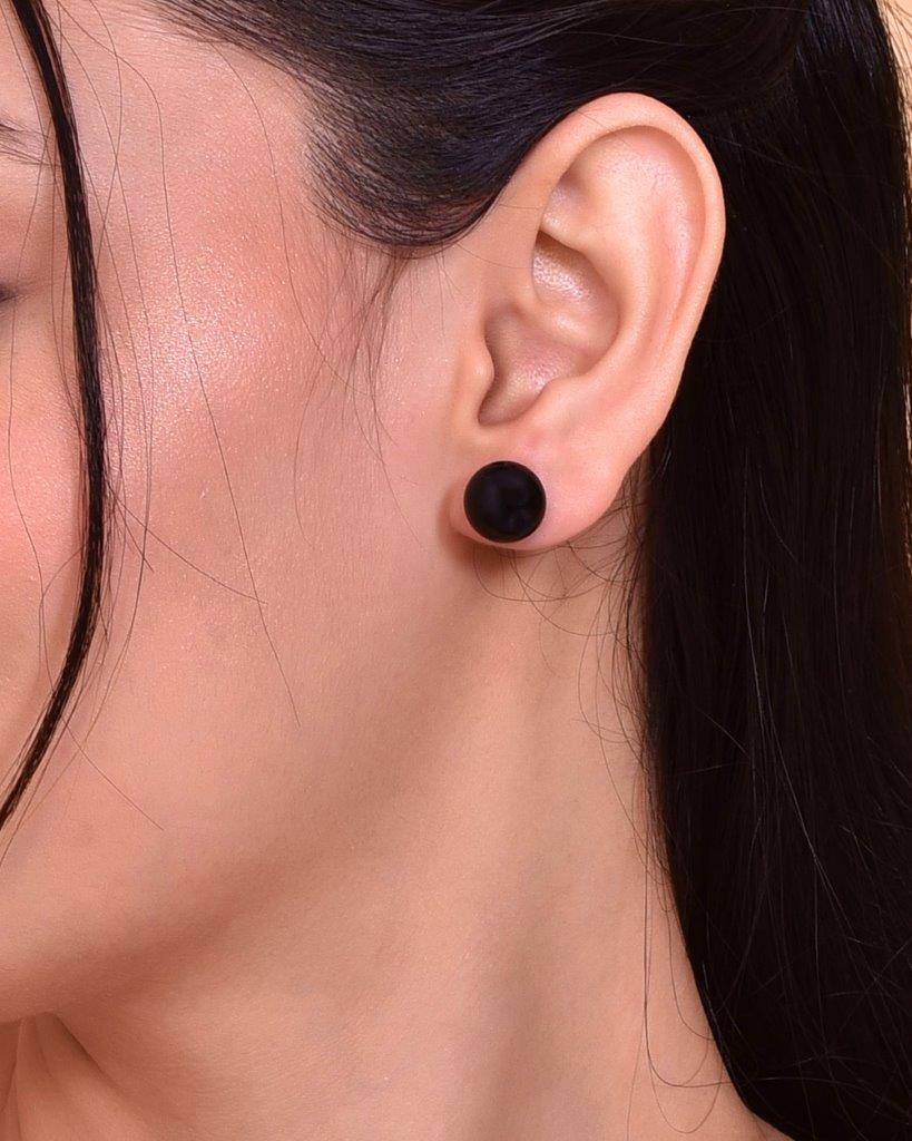 VOJ Black Circular Studs Earrings | Grocsy