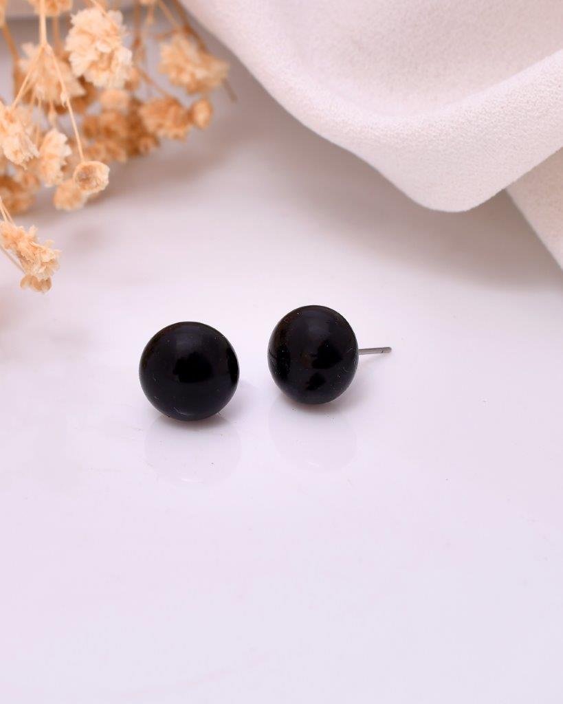 VOJ Black Circular Studs Earrings | Grocsy