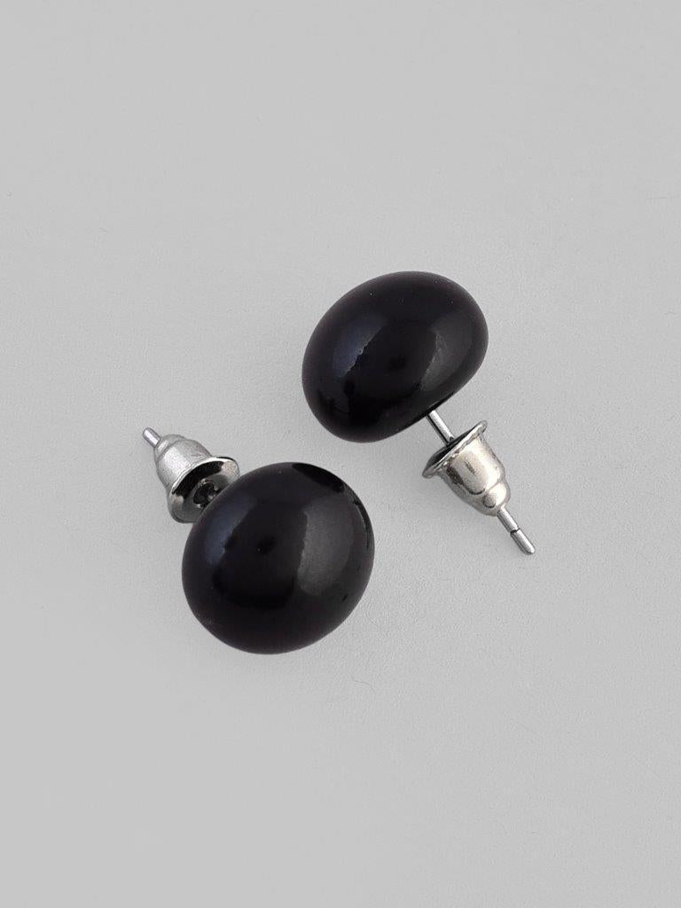 VOJ Black Circular Studs Earrings | Grocsy