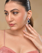 VOJ Silver Plated Blue Stone Studded Teardrop Shaped Earrings | Grocsy