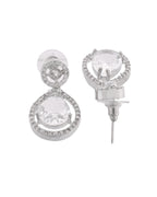 VOJ Silver Plated Stone Studded Teardrop Shaped Earrings | Grocsy