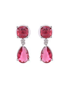VOJ Silver Plated Red Stone Studded Studs Earrings | Grocsy