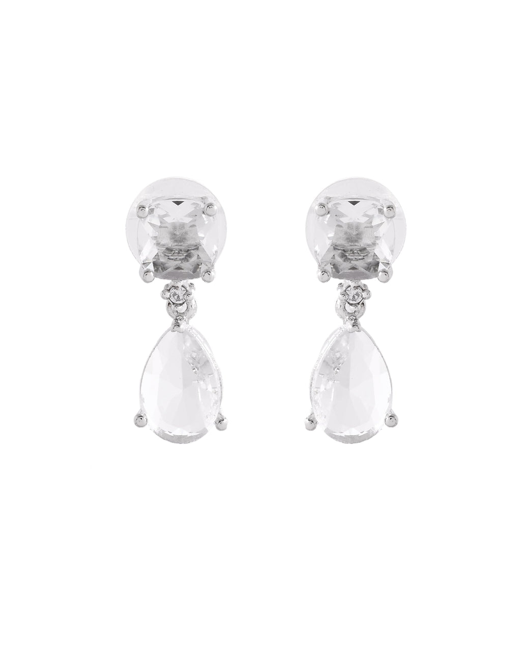VOJ Silver Plated Stone Studded Studs Earrings | Grocsy