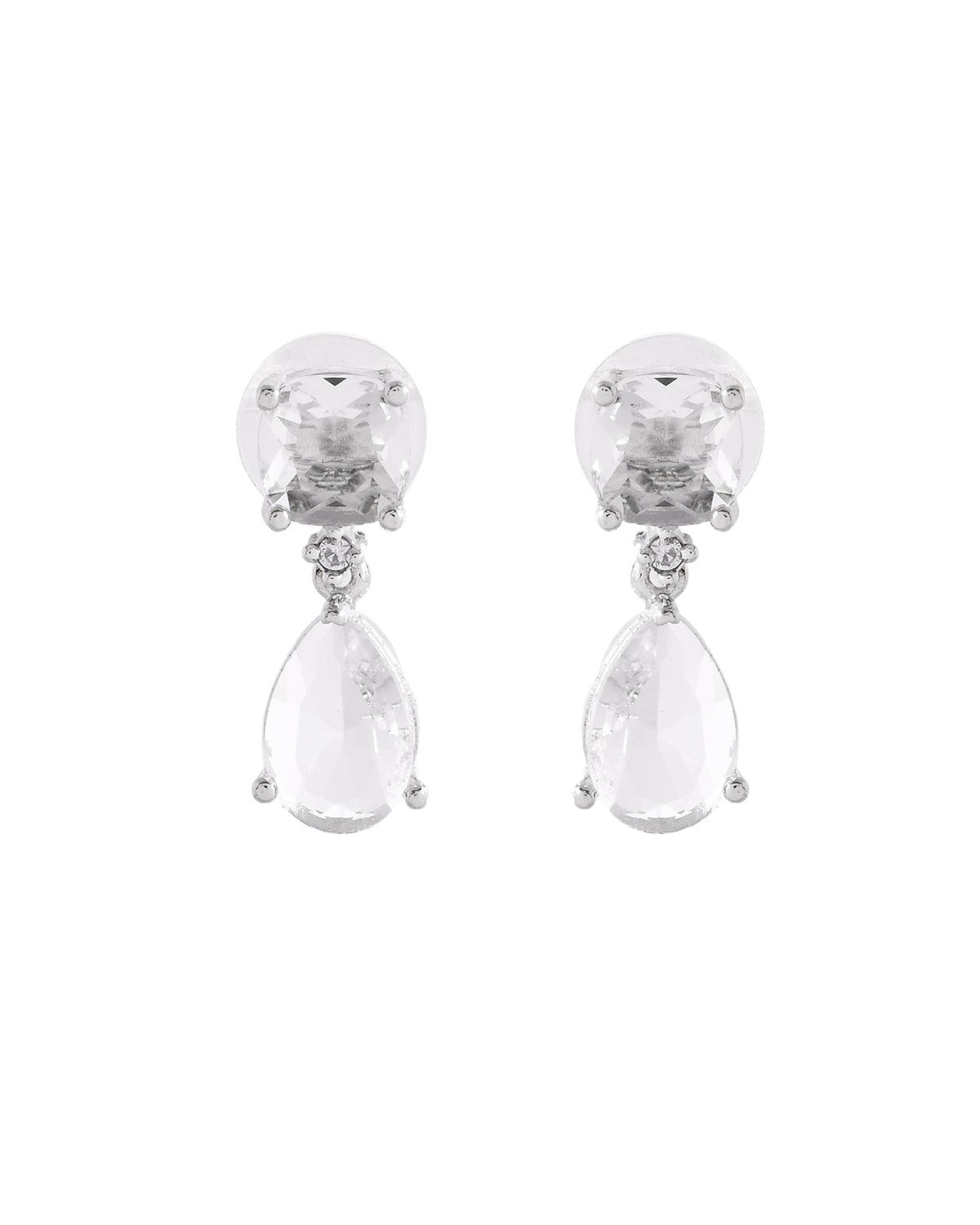 VOJ Silver Plated Stone Studded Studs Earrings | Grocsy