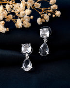 VOJ Silver Plated Stone Studded Studs Earrings | Grocsy