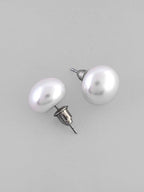 VOJ White Circular Studs Earrings