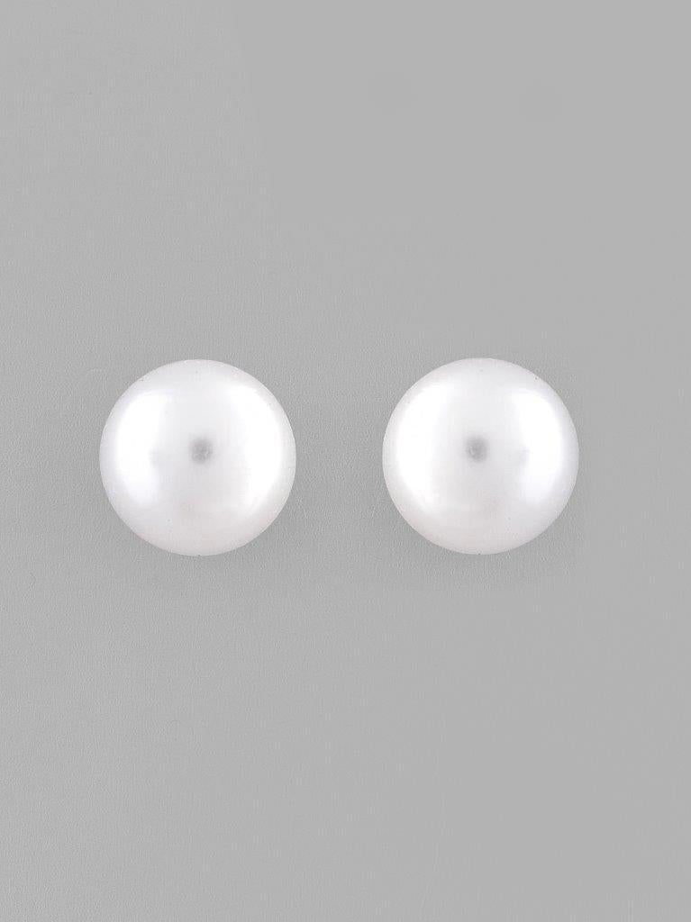 VOJ White Circular Studs Earrings