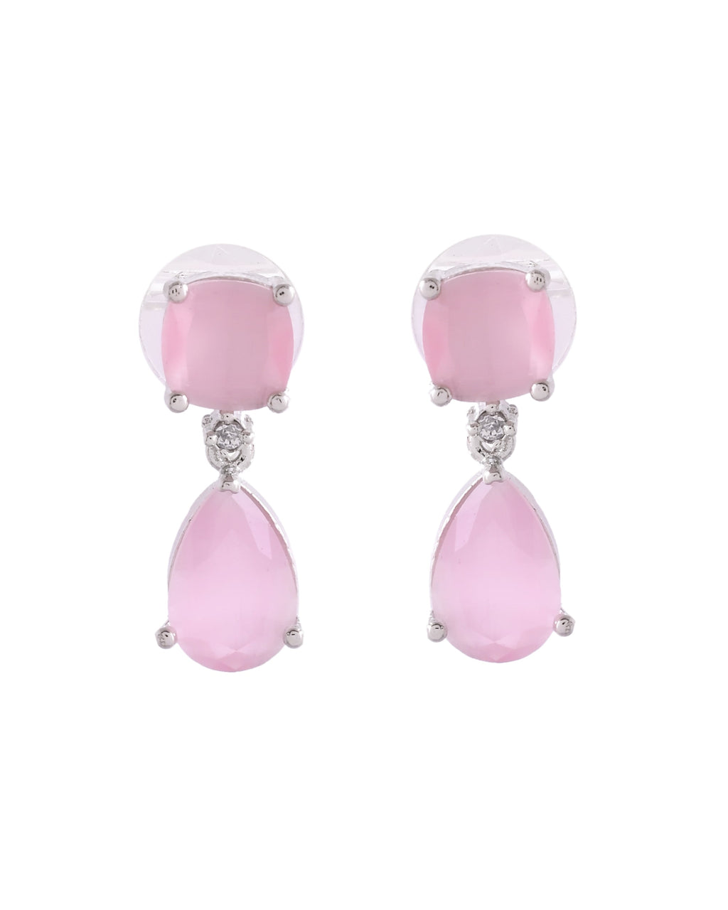 VOJ Silver Plated Red Stone Studded Studs Earrings | Grocsy
