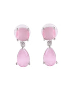 VOJ Silver Plated Red Stone Studded Studs Earrings | Grocsy