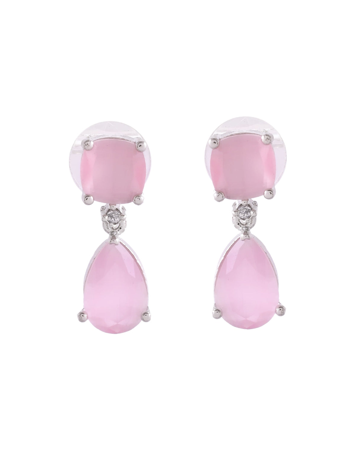 VOJ Silver Plated Red Stone Studded Studs Earrings | Grocsy