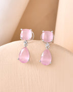 VOJ Silver Plated Red Stone Studded Studs Earrings | Grocsy