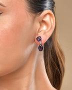VOJ Silver Plated Purple Stone Studded Studs Earrings | Grocsy