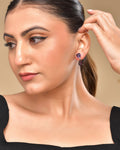 VOJ Silver Plated Purple Stone Studded Studs Earrings | Grocsy