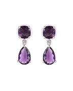 VOJ Silver Plated Purple Stone Studded Studs Earrings | Grocsy