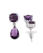 VOJ Silver Plated Purple Stone Studded Studs Earrings | Grocsy