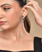 VOJ Silver Plated Purple Stone Geometrical Shaped Earrings | Grocsy