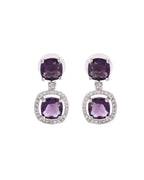 VOJ Silver Plated Purple Stone Geometrical Shaped Earrings | Grocsy