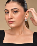 VOJ Silver Plated Stone Geometrical Shaped Earrings | Grocsy