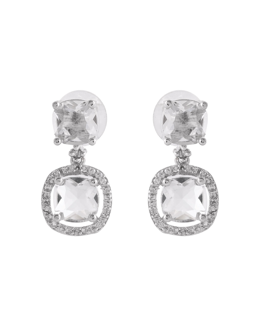 VOJ Silver Plated Stone Geometrical Shaped Earrings | Grocsy