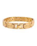 VOJ Men Gold Polished Designer Stainless Steel Bracelet | Grocsy