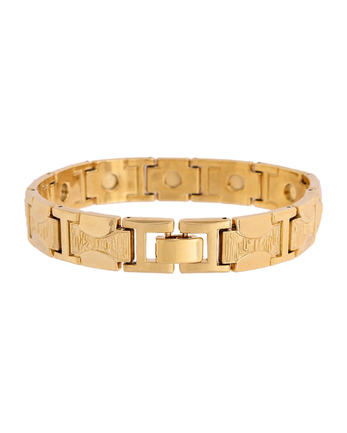 VOJ Men Gold Polished Designer Stainless Steel Bracelet | Grocsy