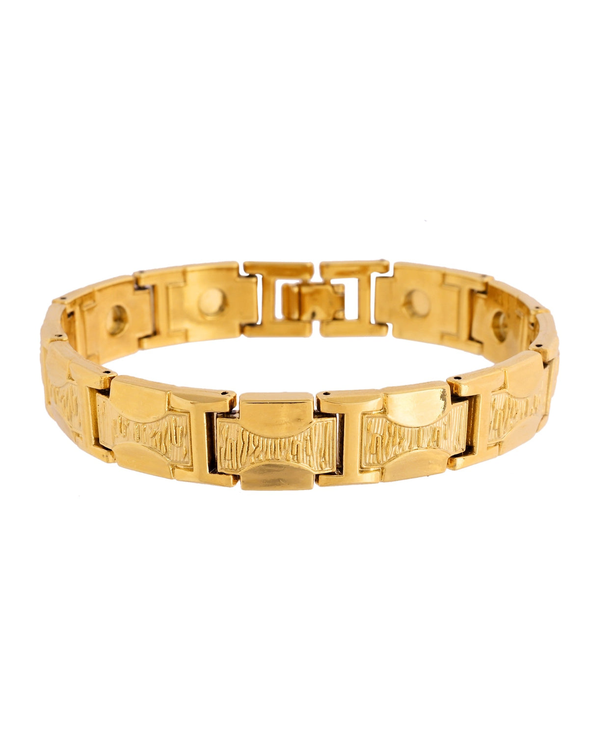 VOJ Men Gold Polished Designer Stainless Steel Bracelet | Grocsy