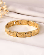 VOJ Men Gold Polished Designer Stainless Steel Bracelet | Grocsy