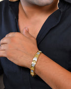 VOJ Men Dual Toned Stylish Stainless Steel Bracelet | Grocsy