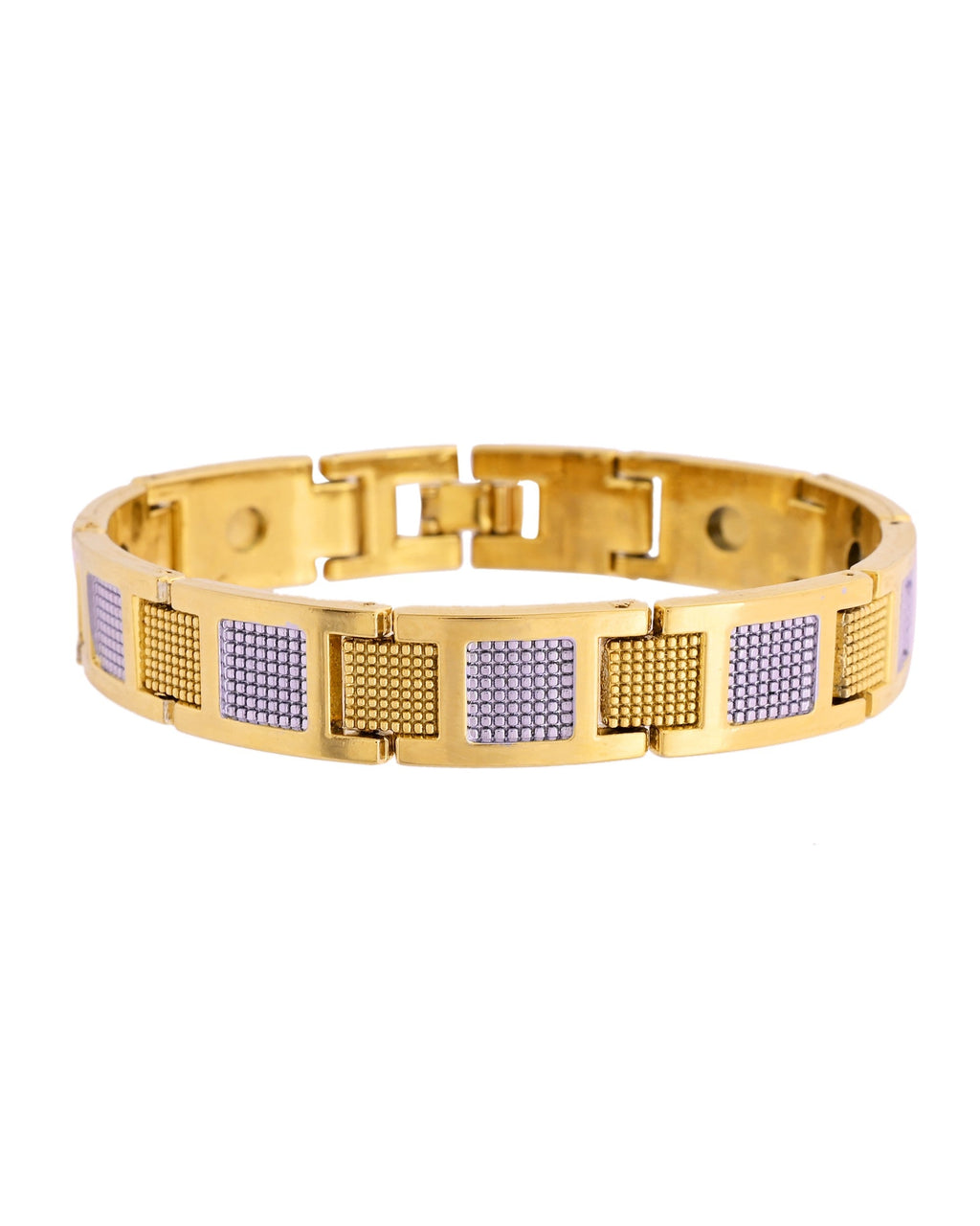 VOJ Men Dual Toned Stylish Stainless Steel Bracelet | Grocsy
