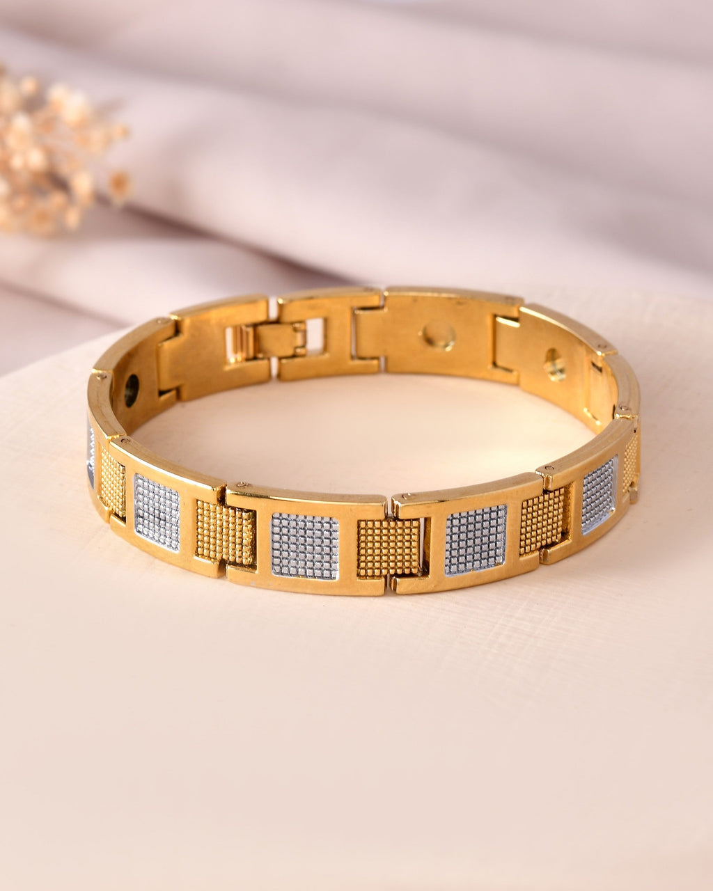 VOJ Men Dual Toned Stylish Stainless Steel Bracelet | Grocsy