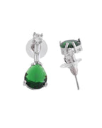 VOJ Silver Plated Green Teardrop Stone Studded Simple Jewellery Set | Grocsy