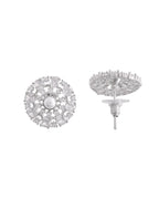 VOJ Silver Plated Pearl And Ad Stone Studded Choker Necklace With Earrings Set | Grocsy