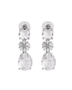 VOJ Silver Plated Stone Studded Floral Shaped Studs Earrings | Grocsy