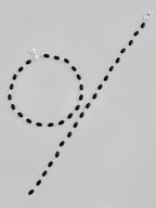 VOJ Set of 2 Silver Plated Black Beads Anklets | Grocsy