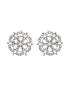 VOJ Silver Plated Floral Shape Ad Stone Studded Studs Earrings | Grocsy
