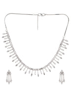 VOJ Silver Plated Ad Stone Studded Elegant Minimal Jewellery Set | Grocsy
