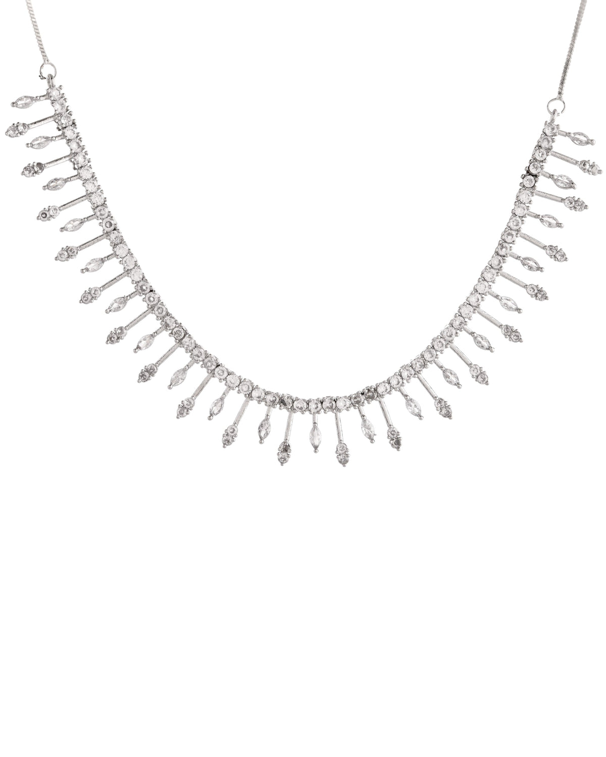 VOJ Silver Plated Ad Stone Studded Elegant Minimal Jewellery Set | Grocsy