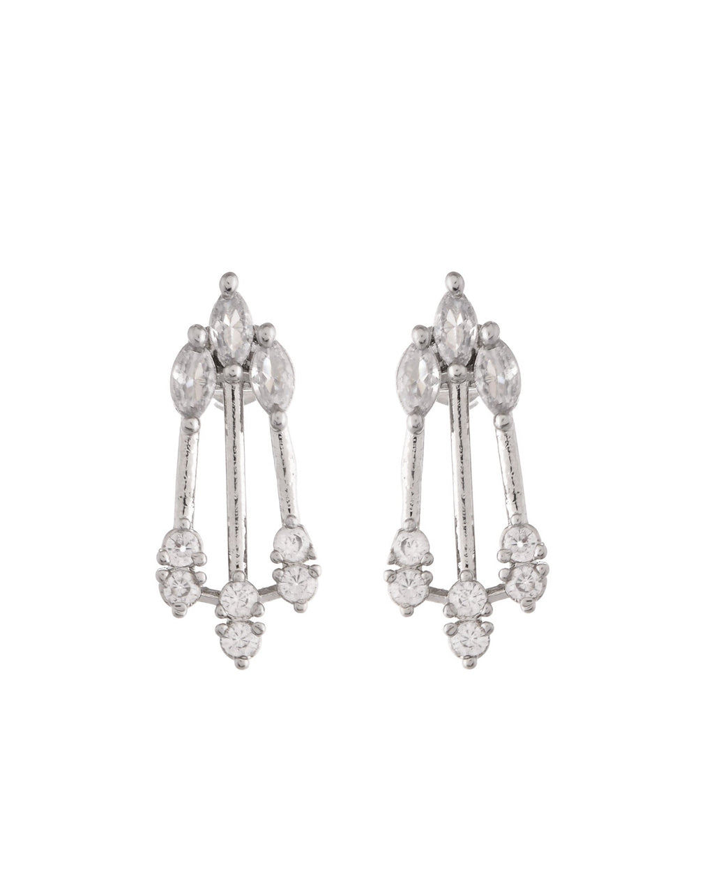 VOJ Silver Plated Ad Stone Studded Elegant Minimal Jewellery Set | Grocsy