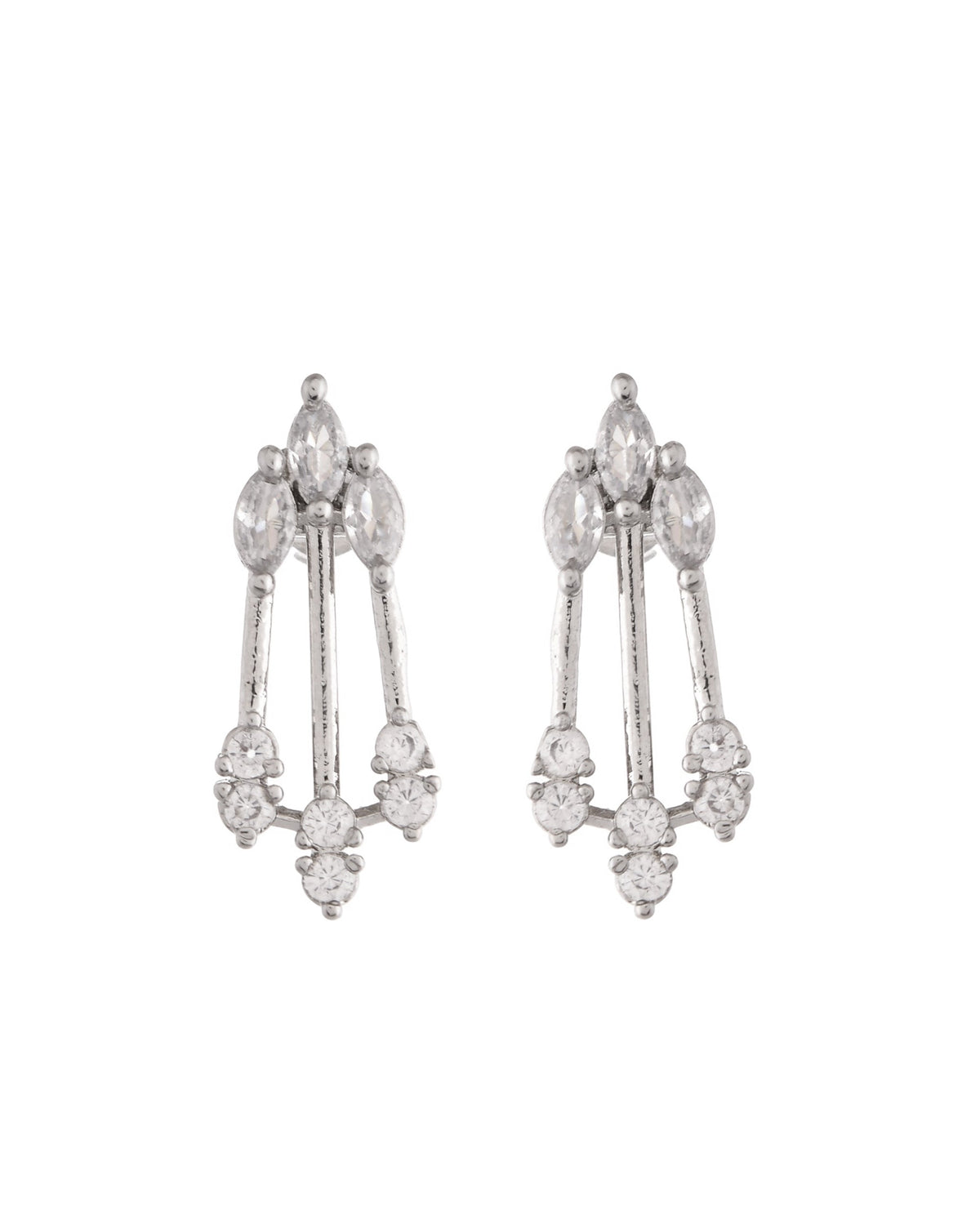 VOJ Silver Plated Ad Stone Studded Elegant Minimal Jewellery Set | Grocsy