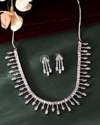 VOJ Silver Plated Ad Stone Studded Elegant Minimal Jewellery Set | Grocsy
