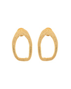 VOJ Gold Polished Anti Tarnished Oval Shaped Studs Earrings | Grocsy