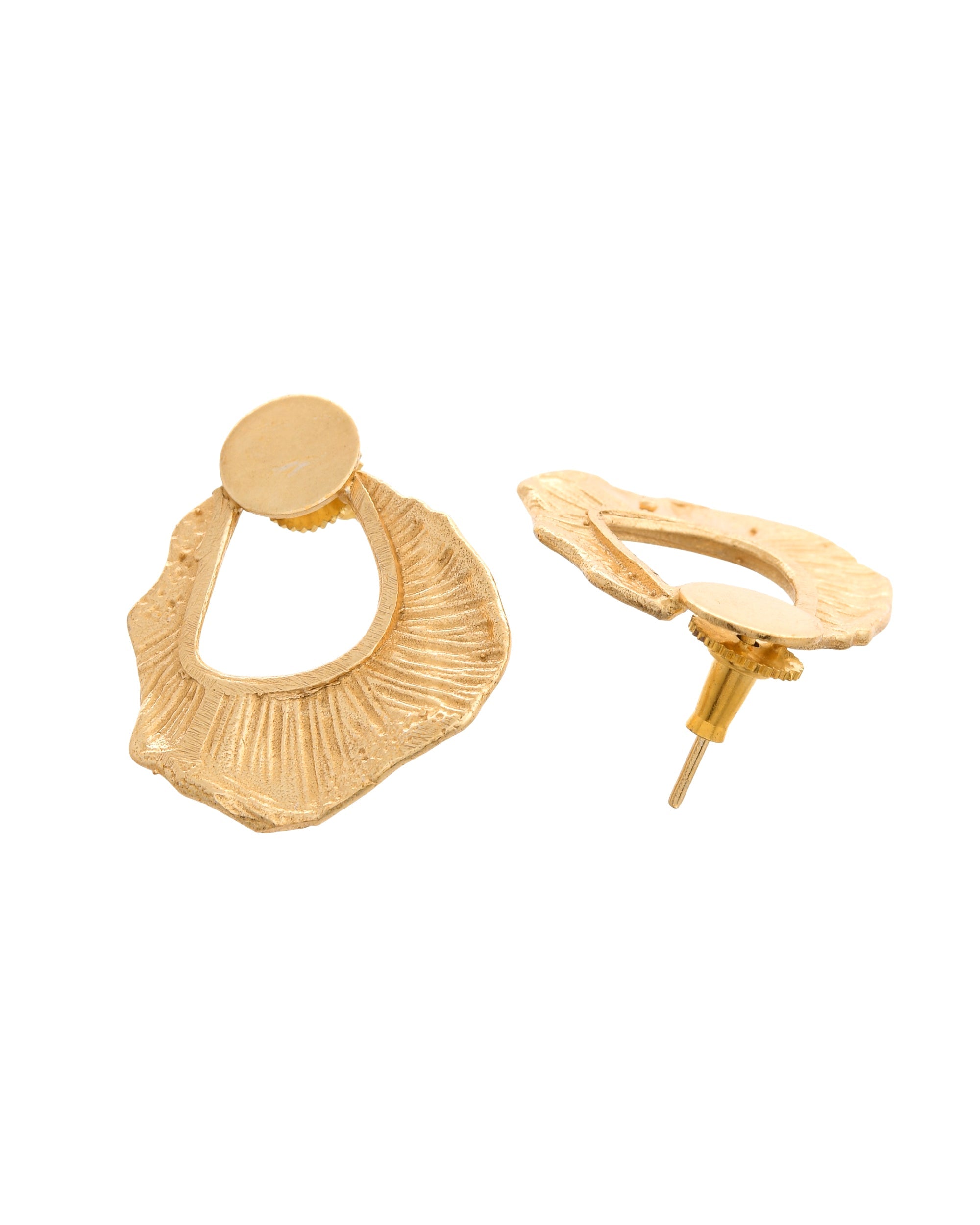 VOJ Gold Polished Anti Tarnished Designer Studs Earrings | Grocsy