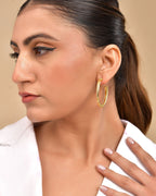 VOJ Gold Polished Anti Tarnished Hoops Earrings | Grocsy