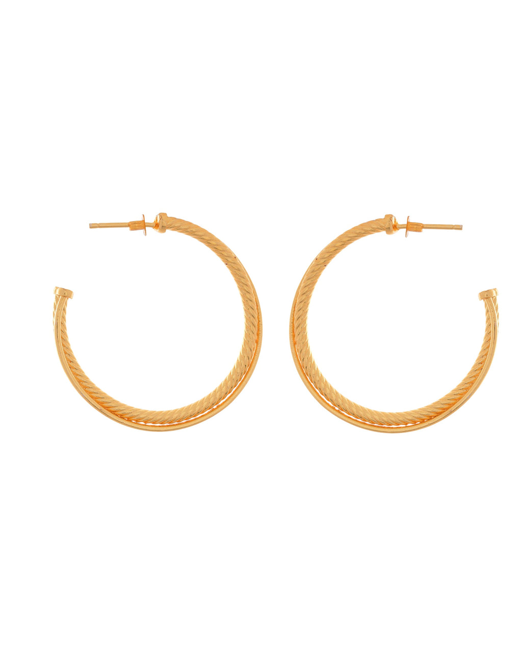 VOJ Gold Polished Anti Tarnished Hoops Earrings | Grocsy