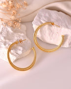 VOJ Gold Polished Anti Tarnished Hoops Earrings | Grocsy