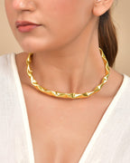 VOJ Gold Polished Anti Tarnished Designer Hasli Necklace | Grocsy