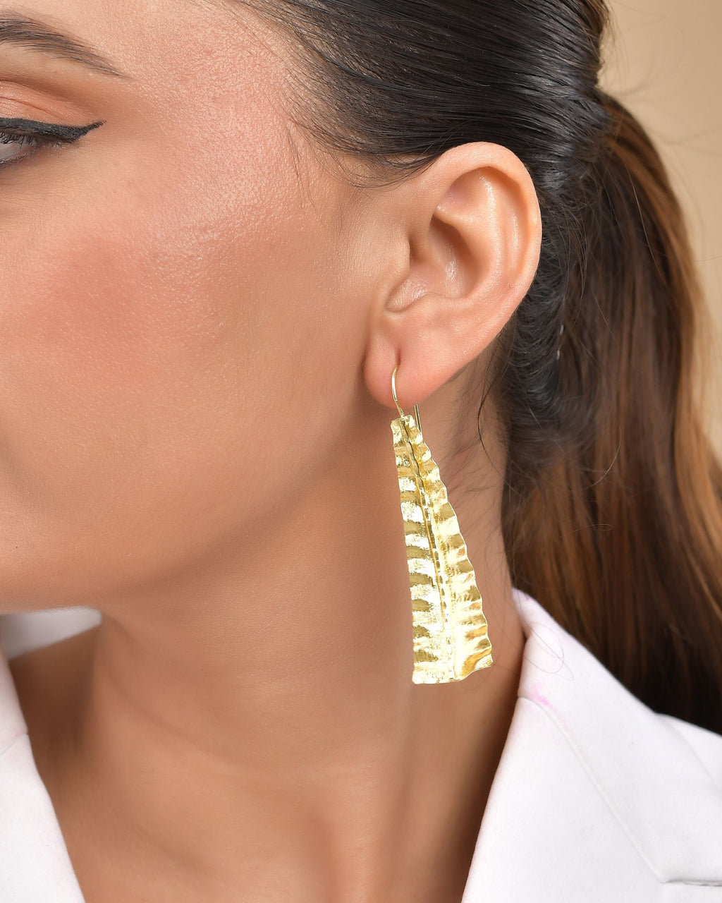 VOJ Gold Polished Anti Tarnished Elegant Designer Drop Earrings | Grocsy