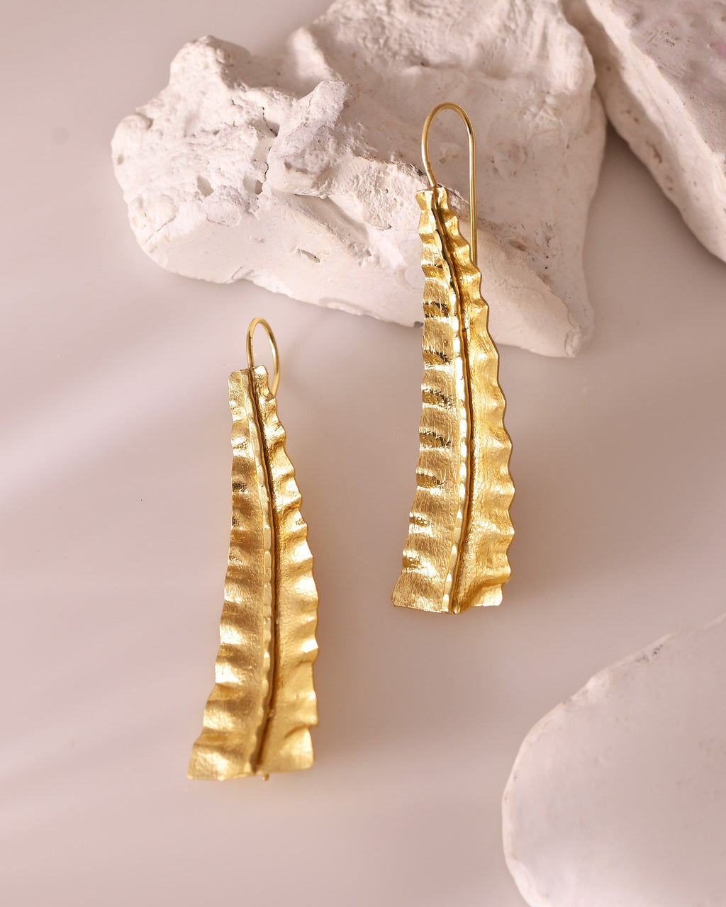 VOJ Gold Polished Anti Tarnished Elegant Designer Drop Earrings | Grocsy