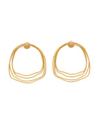 VOJ Gold Polished Anti Tarnished Multi Wired Studs Earrings | Grocsy