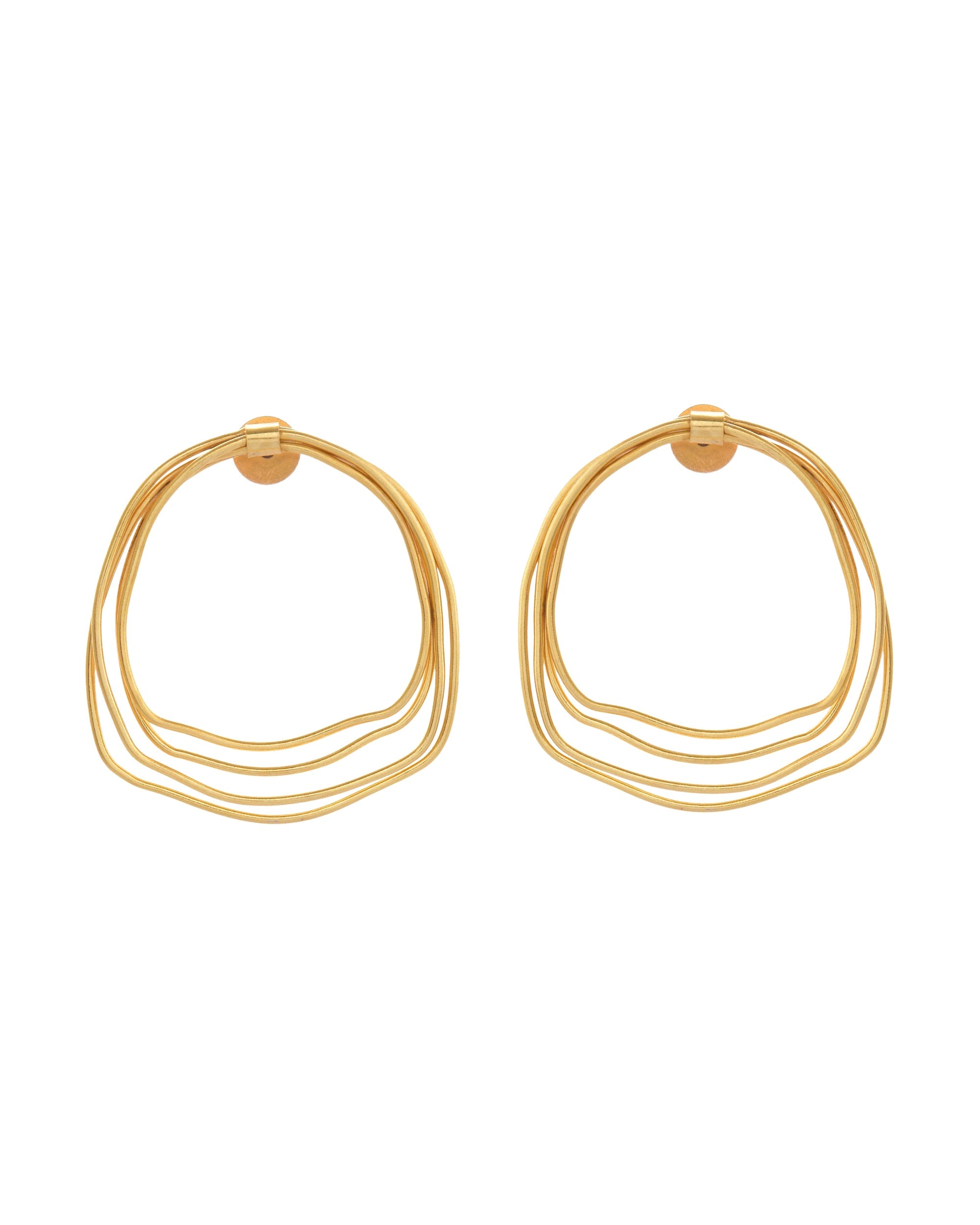 VOJ Gold Polished Anti Tarnished Multi Wired Studs Earrings | Grocsy